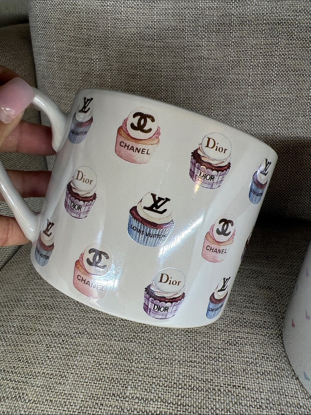 CHANEL White Mugs with Lavender Interior - Set of 2